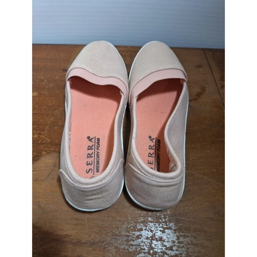 Serra Womens Rose Gold Metallic Memory Foam Slip On Flats Shoes Size 7
